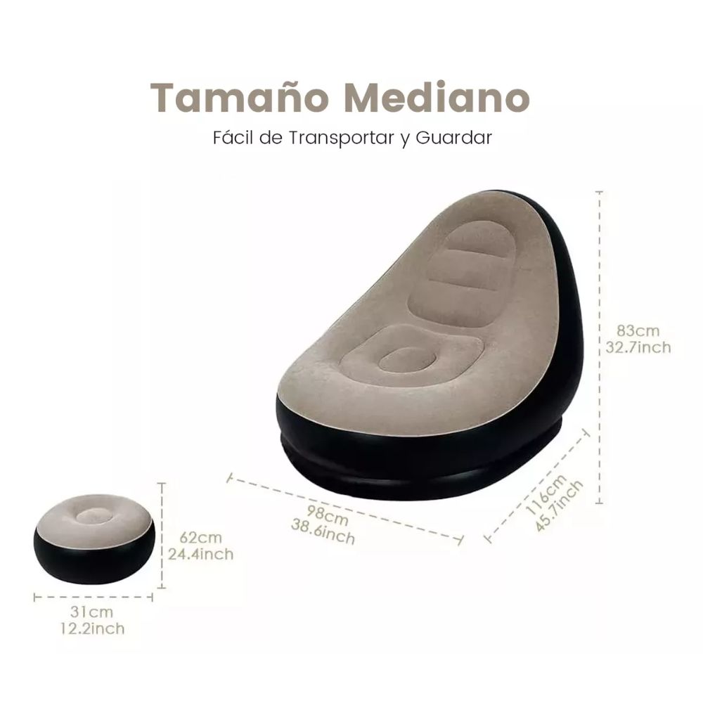 Sofa Gris Inflable  PosaPies+  Inflador