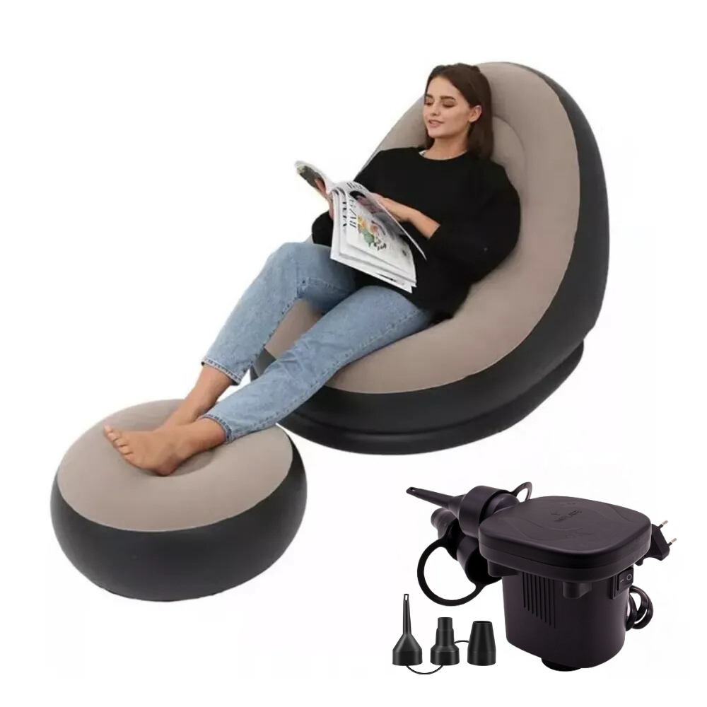 Sofa Gris Inflable  PosaPies+  Inflador